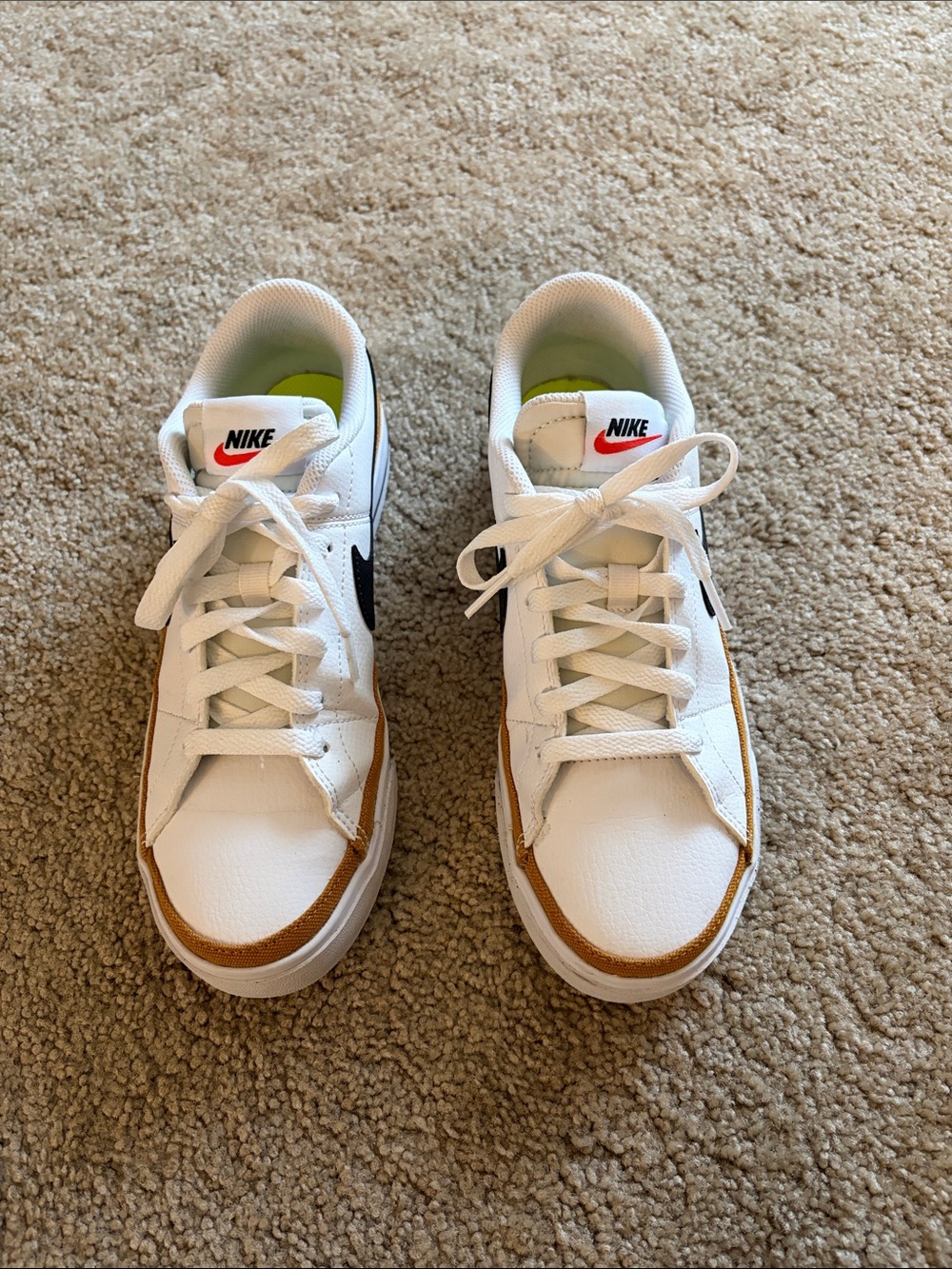 Nike Court Legacy Next Nature White Desert Ochre Black Swoosh Sneakers Size 8.5